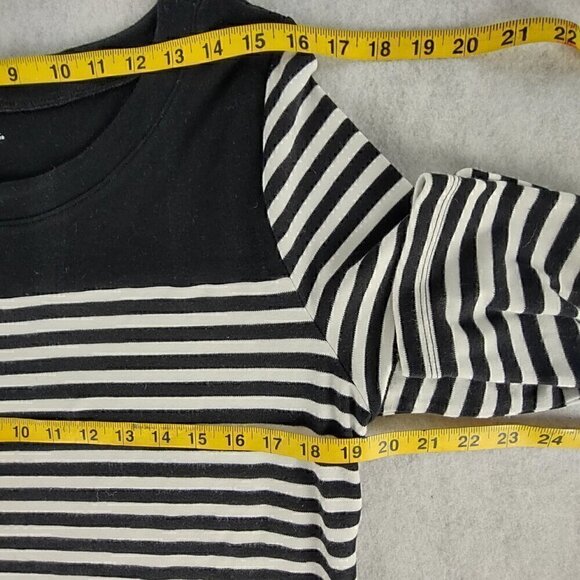 Kim Rogers Black, White Stripe Soft 100% Cotton 3/4 Sleeve Top Blouse Size PXL - Picture 8 of 12